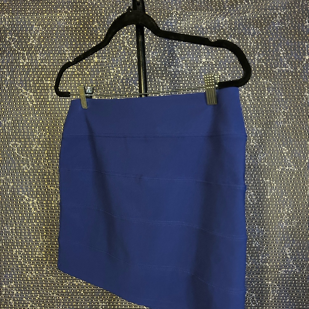 Ambiance Blue Asymmetrical Pencil Skirt Mini